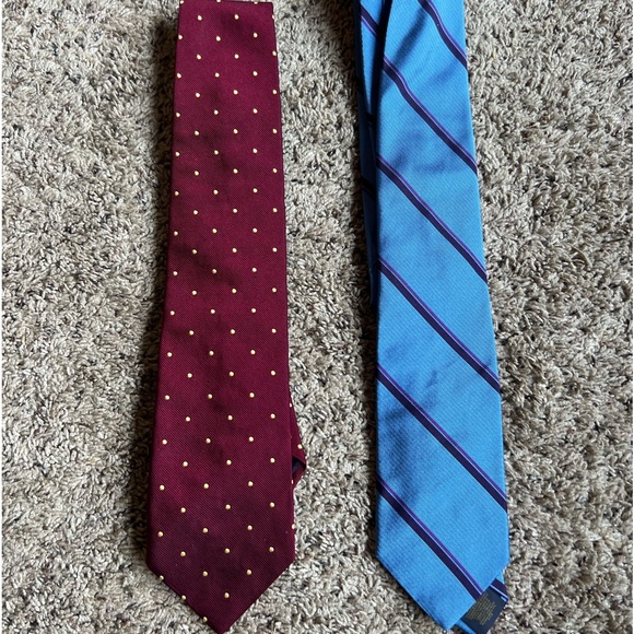Lot of 2 Brooks Brothers Silk Neck Ties Neckties Stripes Polka Dots - Picture 1 of 7